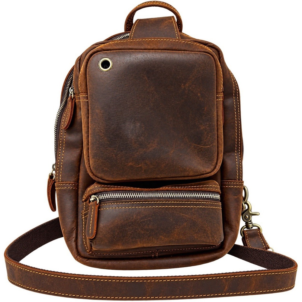 Woosir Genuine Leather Sling Backpack Brown Crossbody Shoulder Bag NWOT